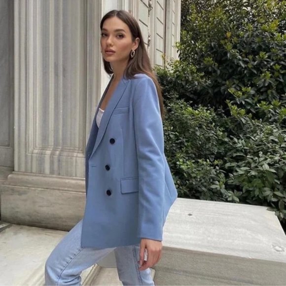 ZARA Double Breasted Oversized Blazer - Picture 4 of 10